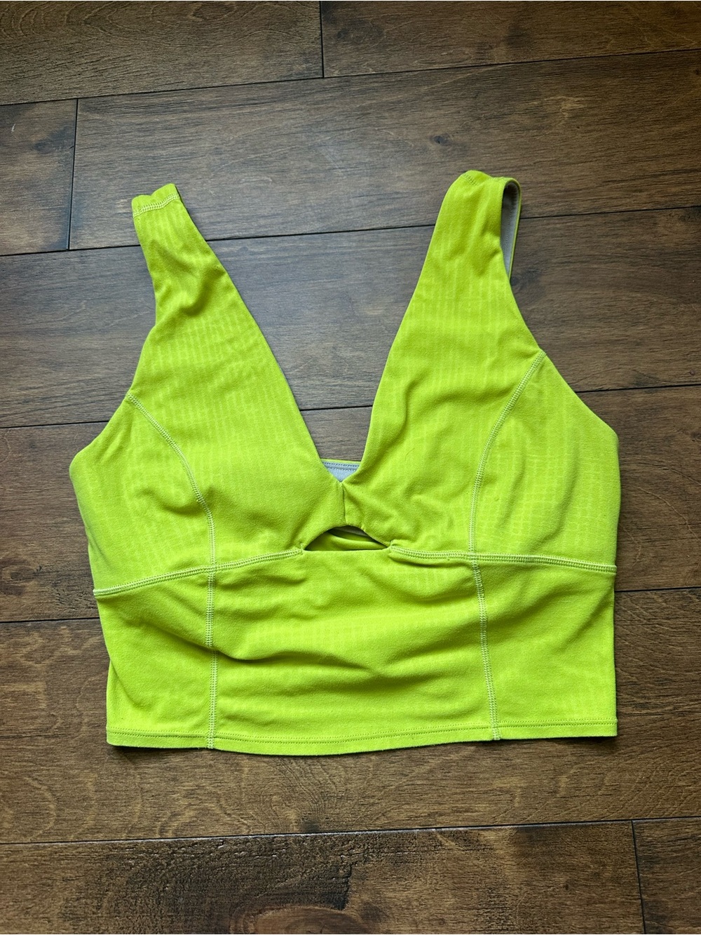 lululemon athletica Neon Lime Cutout V‑Neck Sports Bralette